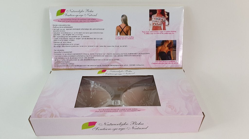 Natuurlijke BH, siliconen pads, cup B/C, strapless. 7B12, Tweedehands verkoop, Tweedehands verkoop, Beige, Ophalen of Verzenden