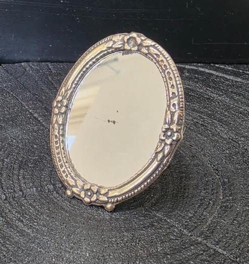 Prachtige Zilveren Miniatuur Spiegel met Bloemmotief, Antiek en Kunst, Verzenden, Zilver