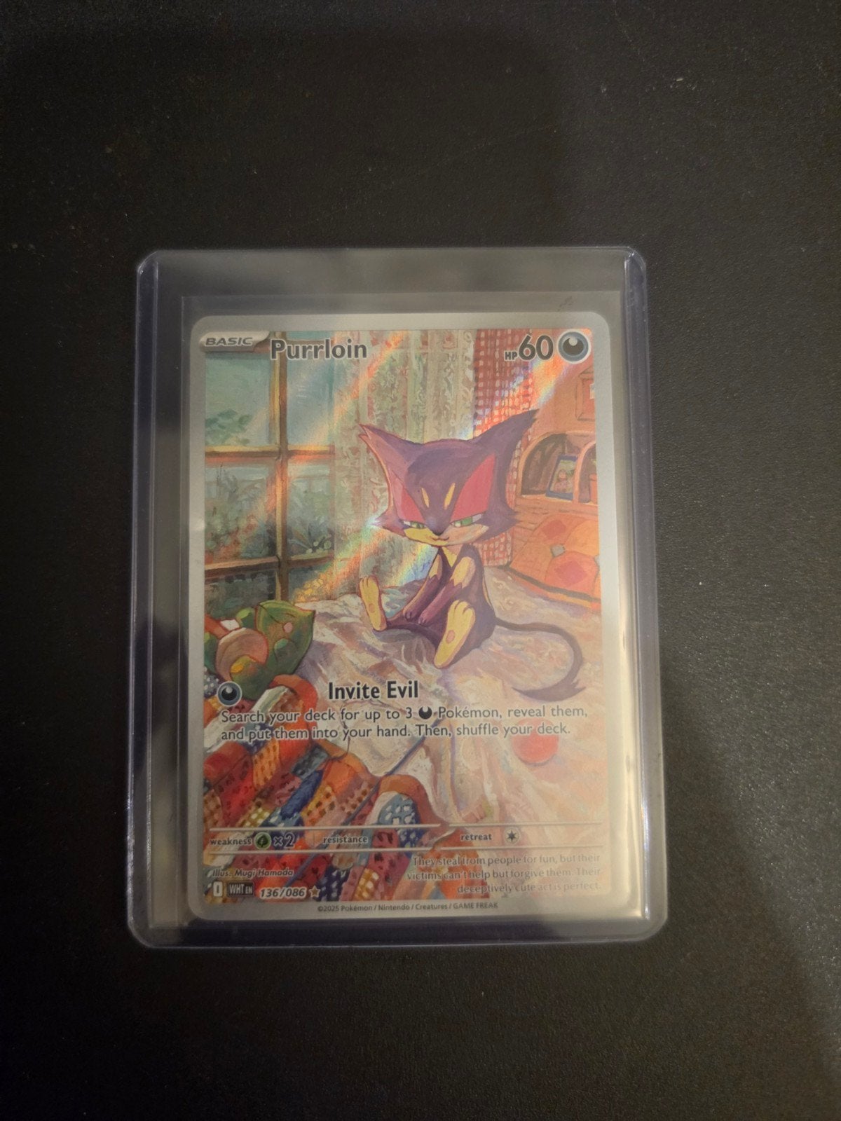 Purrloin Pokémon Kaart - Full Art (136/086), Hobby en Vrije tijd, Verzamelkaartspellen | Pokémon, Ophalen of Verzenden, Zo goed als nieuw