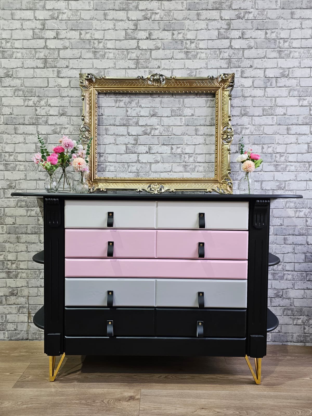 4 kleurige ladekast/dressoir wit/grijs/roze/zwart, Huis en Inrichting, Ophalen, 50 tot 100 cm, Zo goed als nieuw, 3 of 4 laden