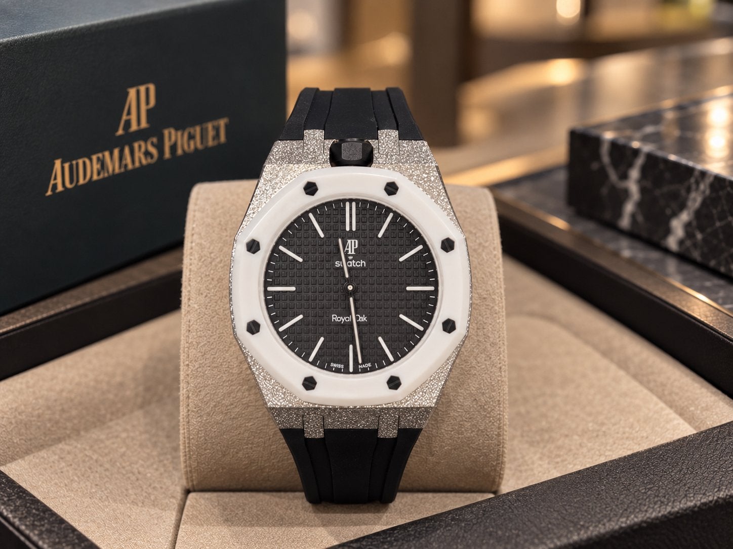 Swatch X AP Frost Polshorloge, Sieraden, Tassen en Uiterlijk, Kunststof, Verzenden, Polshorloge, Swatch