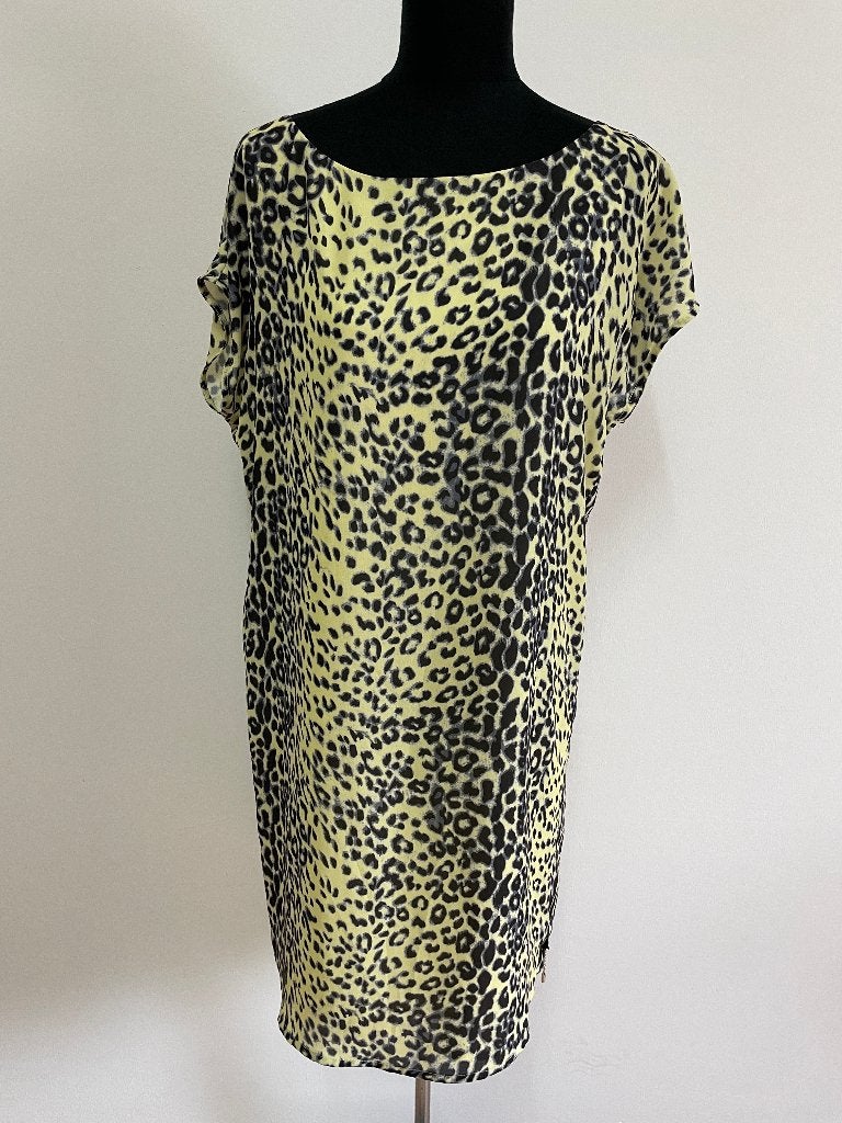 J129 - Zwart-gele Collignon Couture Light jurk maat 38 (1), Maat 38/40 (M), Zwart, Ophalen of Verzenden, Zo goed als nieuw