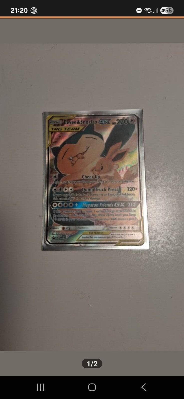 Pokemon kaart Eevee & Snorlax GX SM169 Holofoil, Verzenden