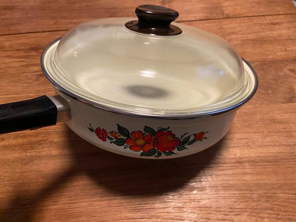 Vintage Bender Germany Koekenpan Jaren 70 - Bloemenprint, Ophalen, Gebruikt, Overige materialen