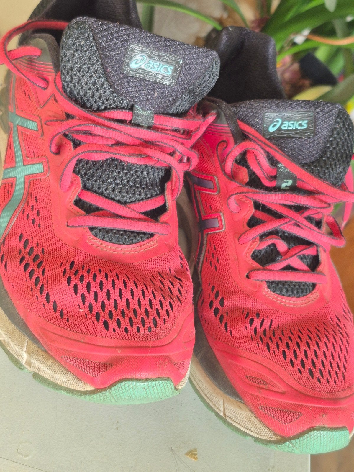 Asics hardloopschoenen - knalroze/Zwart - Maat 40.5, Gebruikt, Hardloopschoenen, Verzenden, Hardlopen