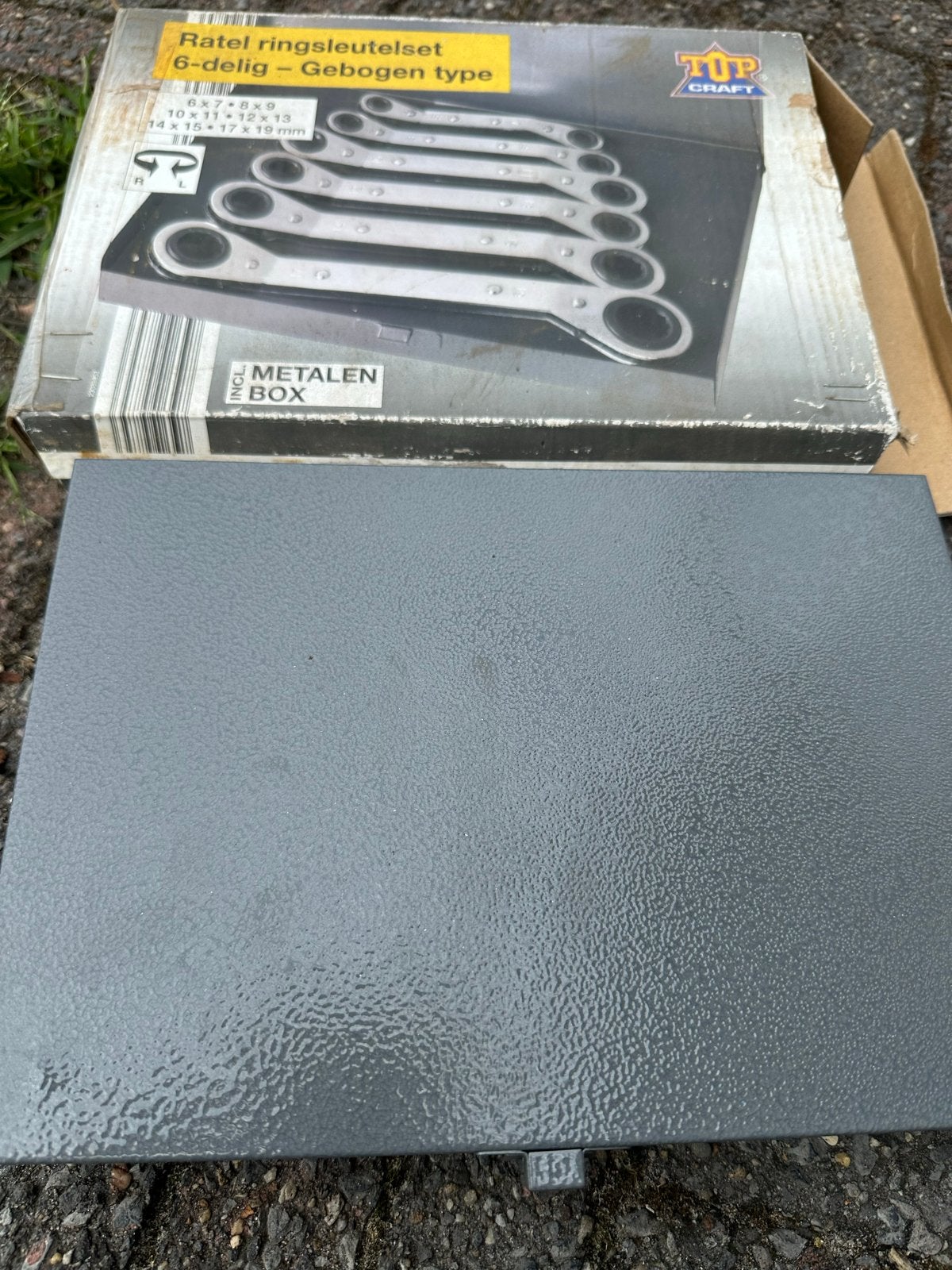Ratel ringsleutelset in metalen box, Ophalen of Verzenden, Zo goed als nieuw, Overige typen, Overige merken