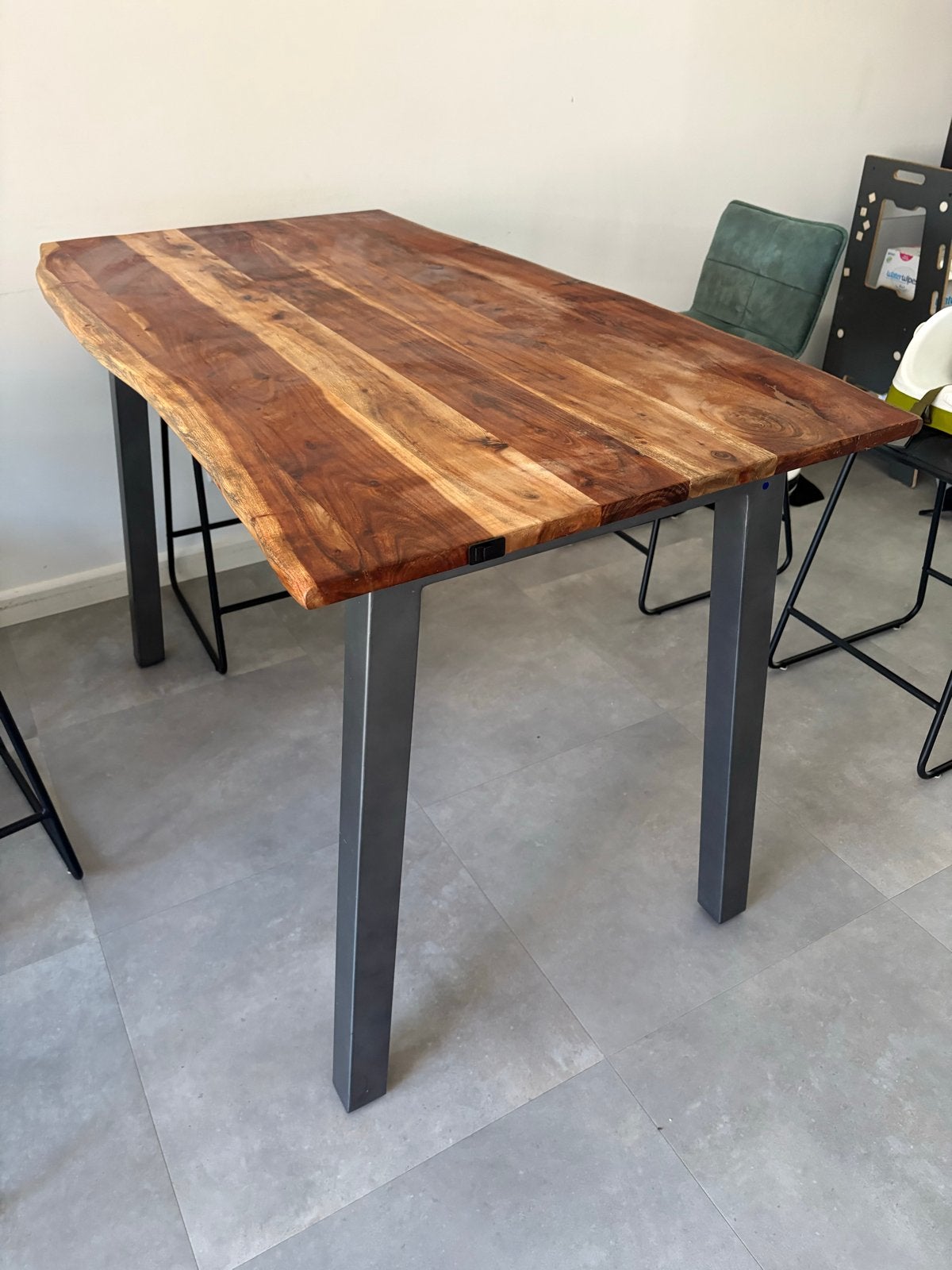 Robuuste bartafel / eettafe met 6 barkrukken (145x80cm), Huis en Inrichting, Tafels | Eettafels, Ophalen, Eikenhout, 100 tot 150 cm