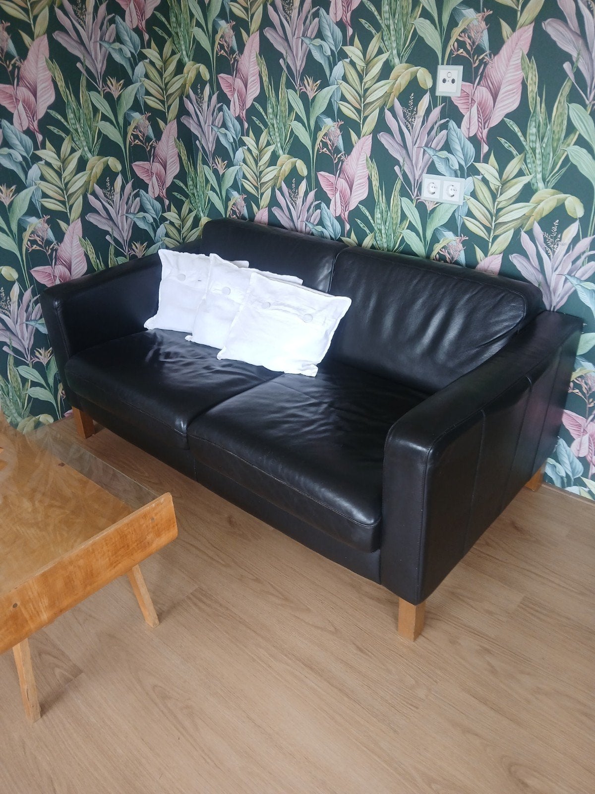 Leren zwarte bank 170 x 86, Huis en Inrichting, Banken | Bankstellen, Gebruikt, 150 tot 200 cm, Tweepersoons, Ophalen of Verzenden