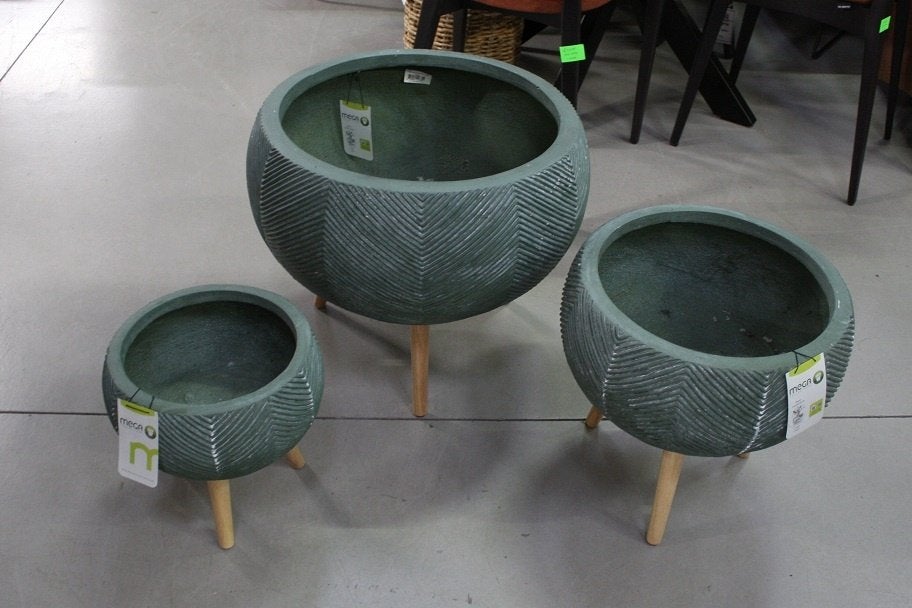 Ronde bloempotten plantenschaal olijfgroen visgraat terras, Ophalen, 40 cm of meer, Rond, Nieuw