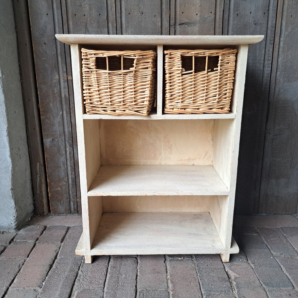 Houten kastje hangkastje met 2 rieten laatjes *Etage3*, Gebruikt, ., Ophalen of Verzenden, .