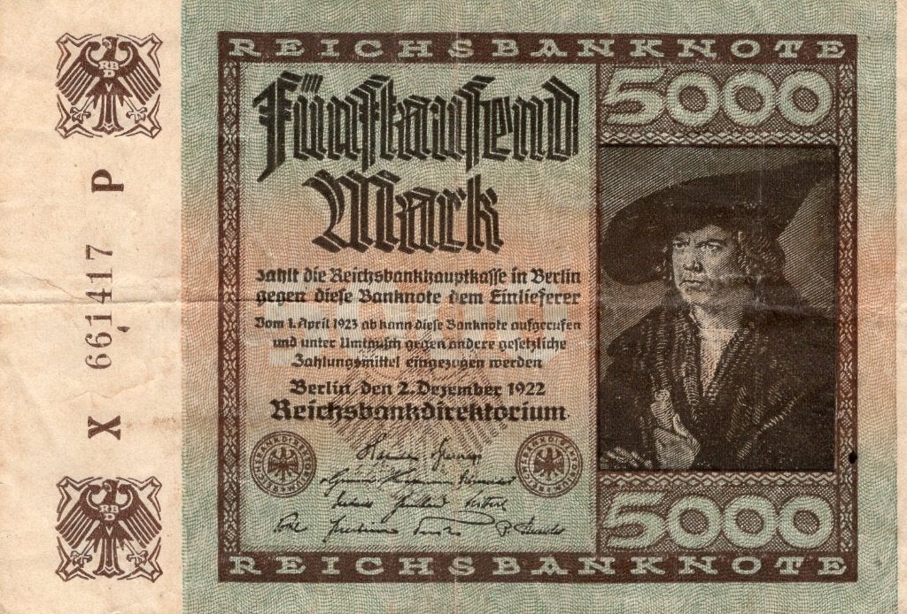 Bankbiljet:  Duitsland 5000 Mark, Reichsbanknote 2/12-1922, Verzenden, Duitsland, Los biljet