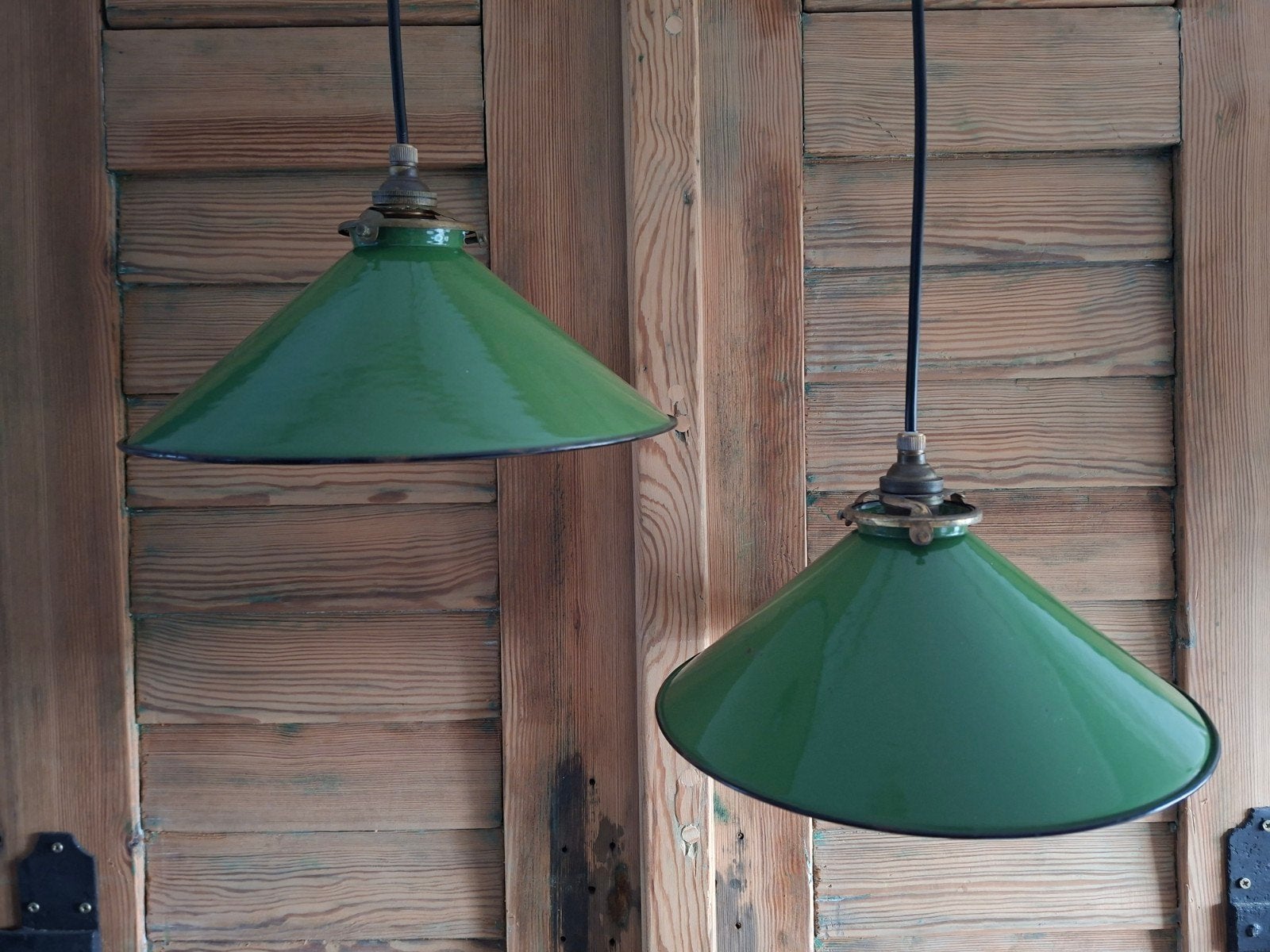 Reseda Groen emaille hanglampen , industriële lampen, Ophalen of Verzenden