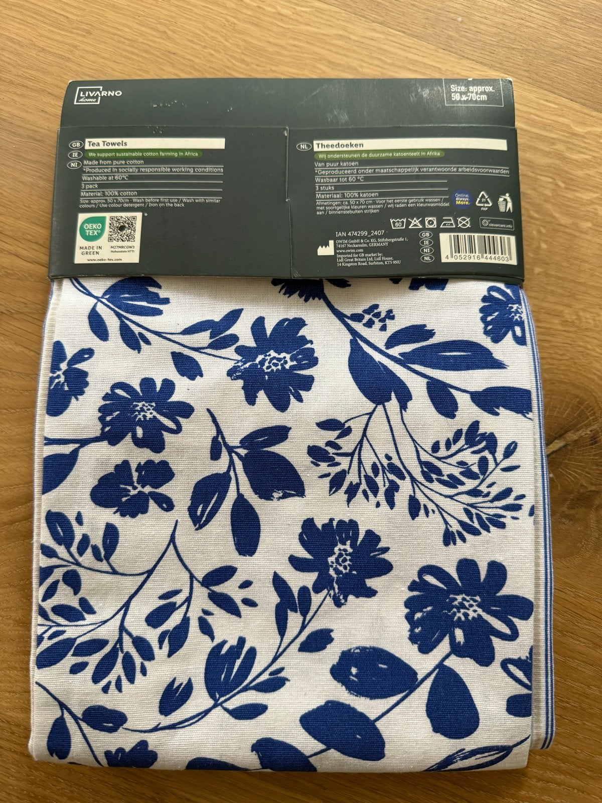 Nieuwe theedoeken set - 3 stuks - Blauw/Wit - Katoen, Katoen, Wasbaar, Nieuw, Meerkleurig