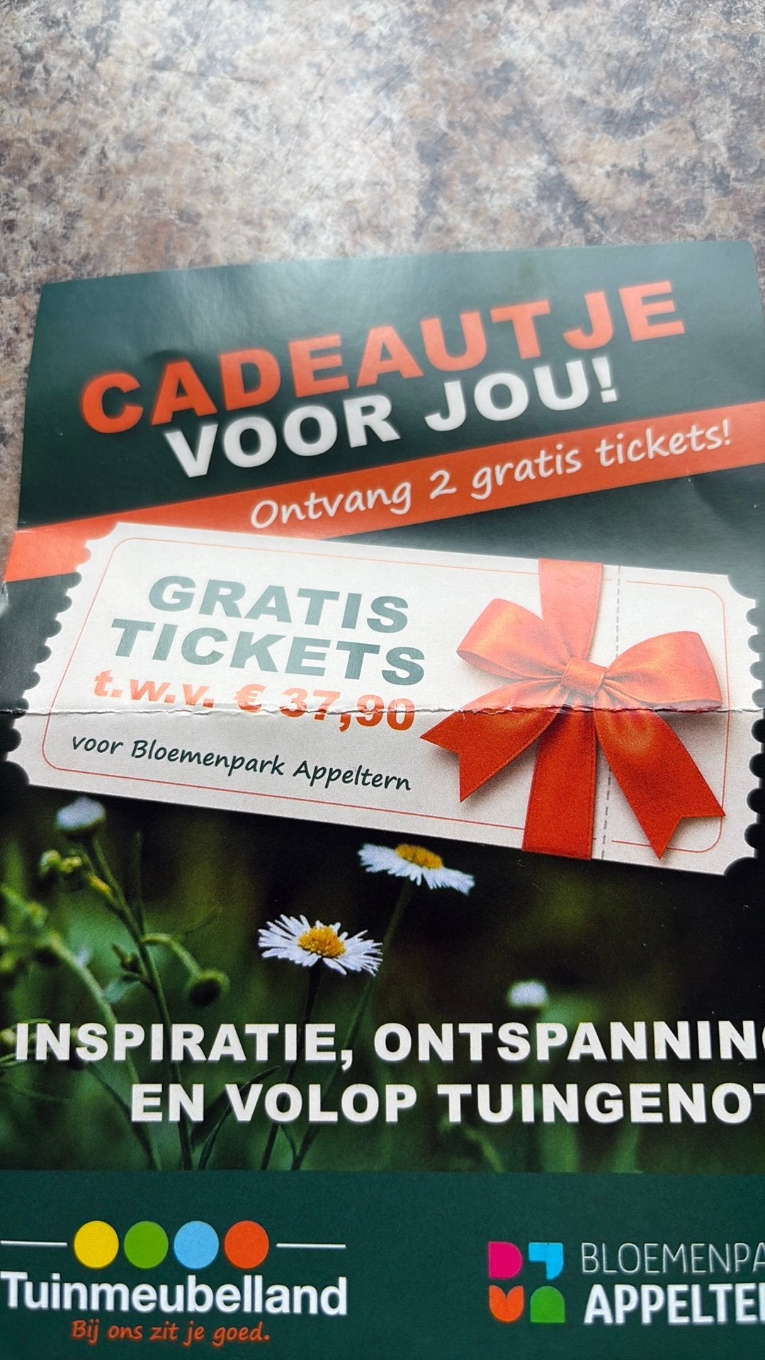 Bloemenpark Appeltern kaartjes, Twee personen, Ticket of Toegangskaart