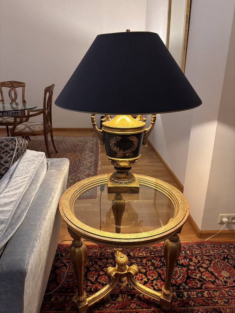 2 identieke lampen in het donker blauw met goud, Overige merken, Met kap, E27 (groot), Zo goed als nieuw