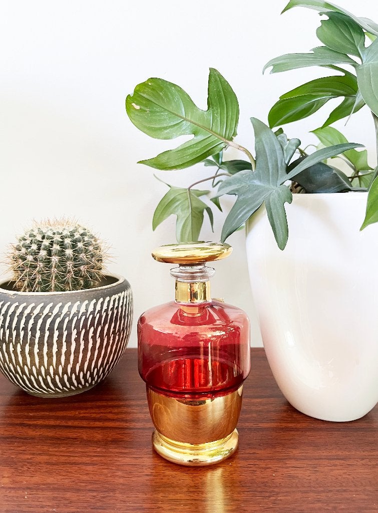 Art deco glazen karaf Booms Glas met gouden versieringen, Ophalen of Verzenden