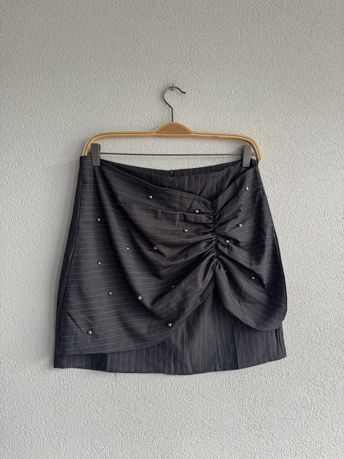Shoeby grijze gestreepte rok met studs, Shoeby, Maat 42/44 (L), Ophalen of Verzenden, Zo goed als nieuw