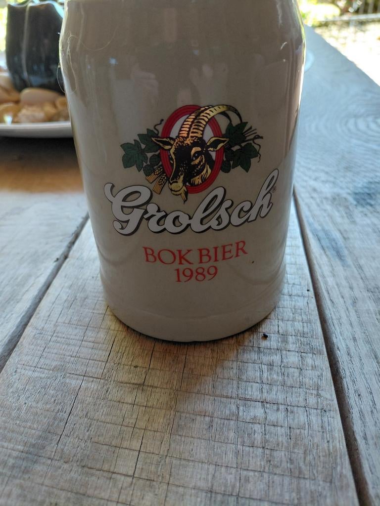 Grolsch Bokbier 1989 Bierpul - Vintage Collectors Item, Ophalen of Verzenden, Gebruikt