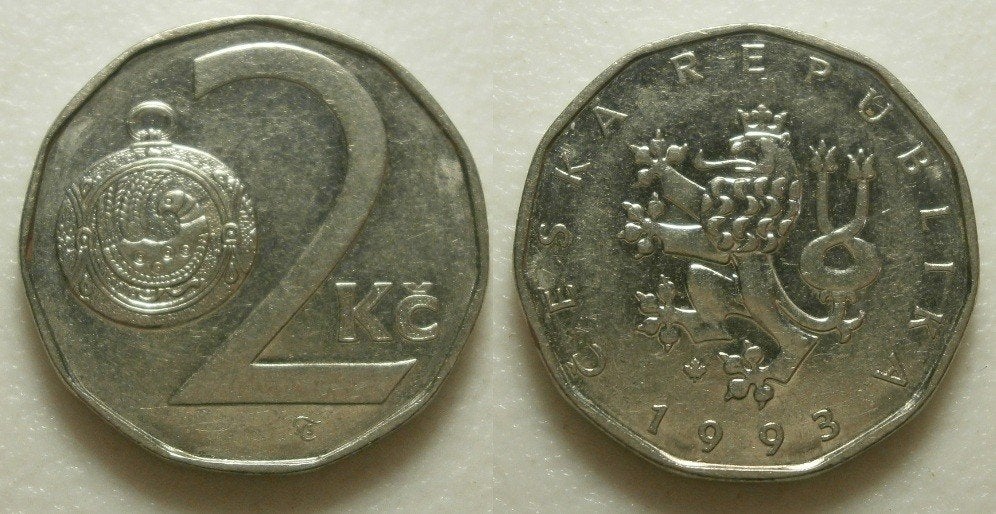 3 Munten Tsjechië 1993, Ophalen of Verzenden, Overige landen, Losse munt