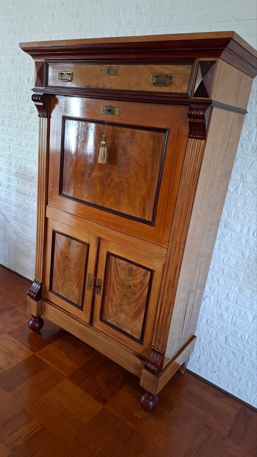 Antiek Biedermeier Secretaire Mahoniehout, Antiek en Kunst, Ophalen
