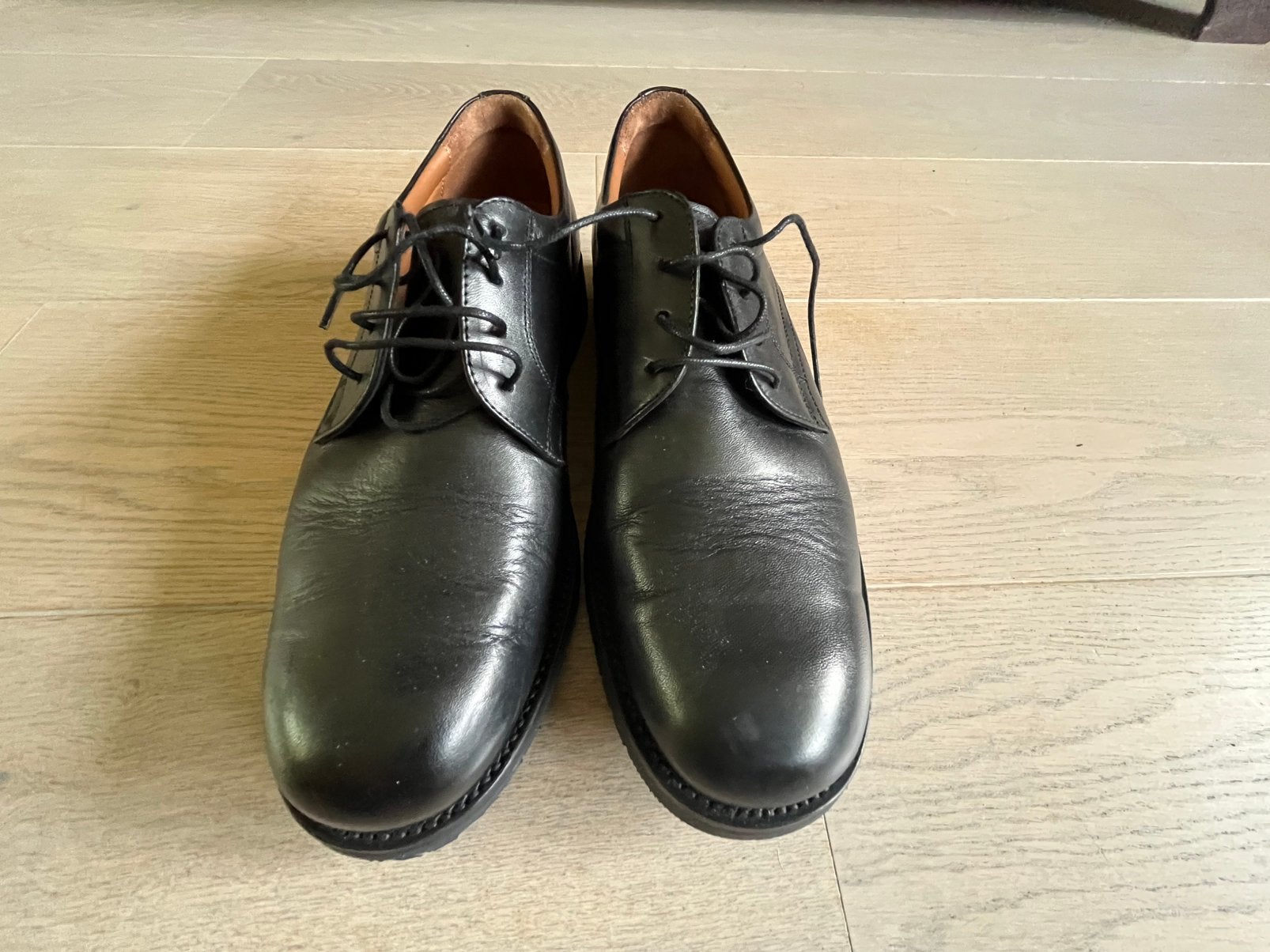 Leren zwarte herenschoenen - maat 44 - koopje, Onbekend, Zwart, Ophalen of Verzenden, Zo goed als nieuw