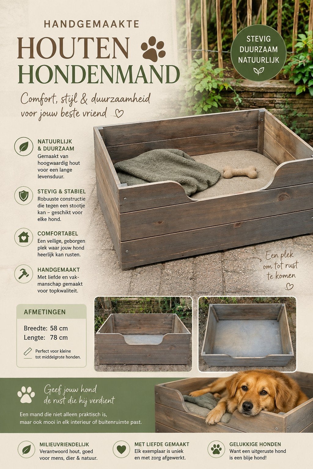 Mooie houten hondemand, Ophalen, Overige