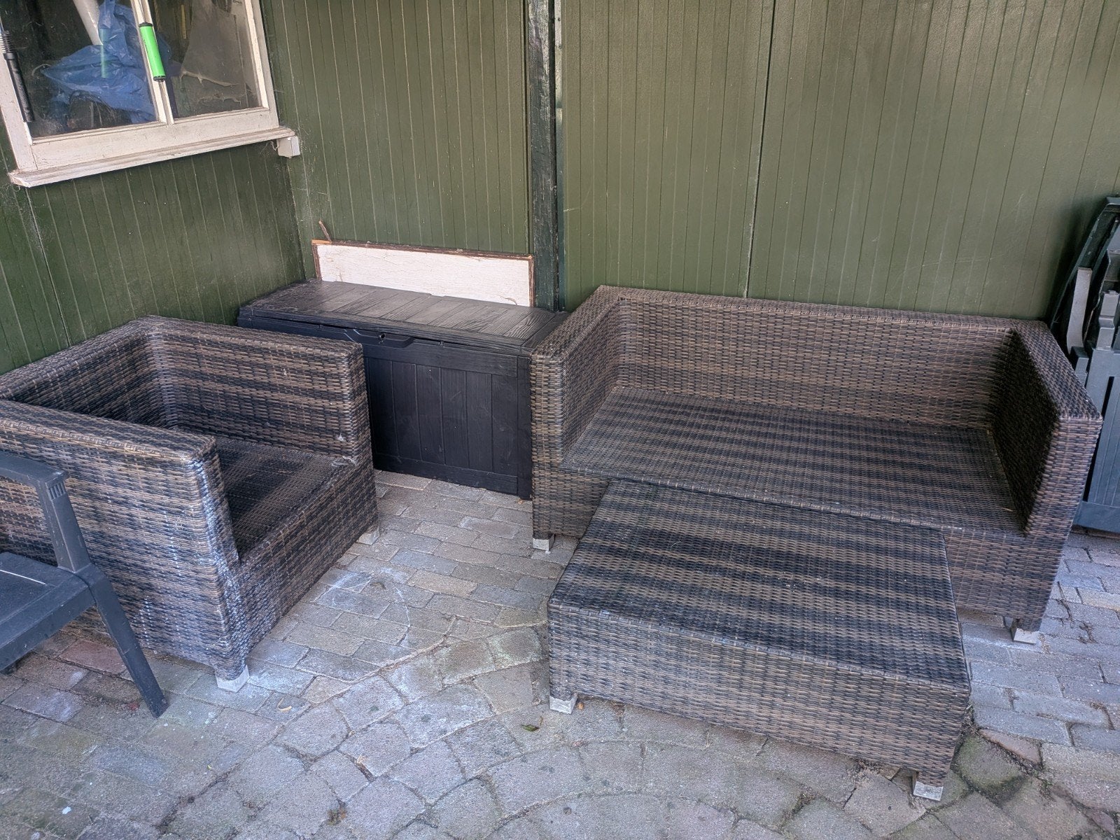 Rotan tuinset in goede staat., Ophalen, Gebruikt, Rotan, Bank