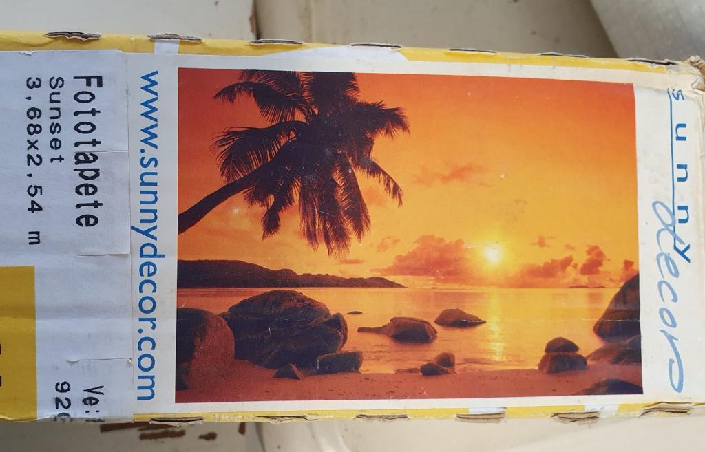 13696 Vintage postermuur behang met zonsondergang swiet, Verzenden, Minder dan 10 m², Bruin