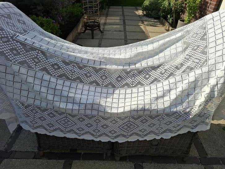 Vintage ecru sprei, geknoopt, 270 cm x 184 cm, Ophalen of Verzenden