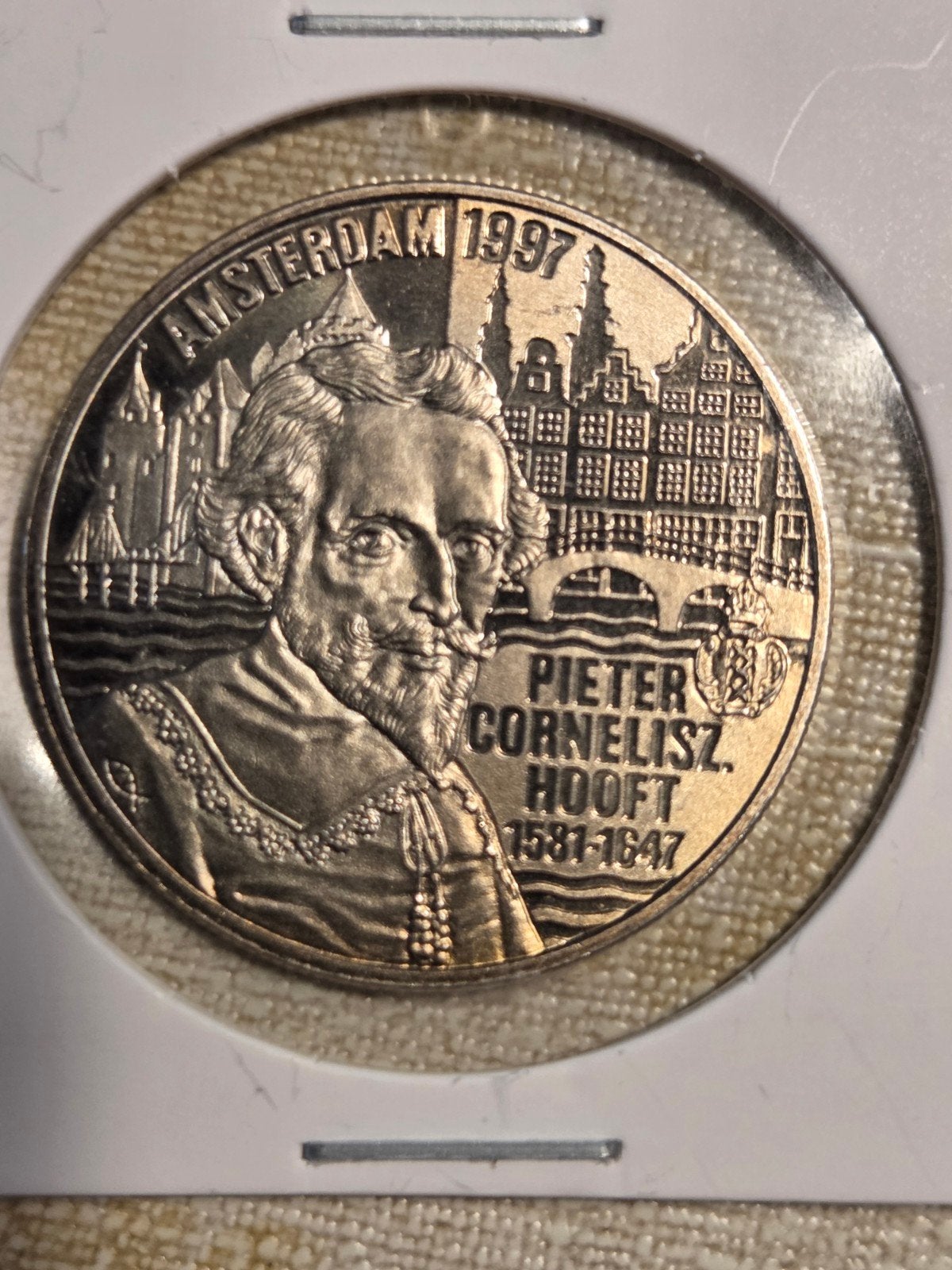 Zilveren 5 Euro munt 1997 - Pieter Cornelisz. Hooft, Postzegels en Munten, Munten | Nederland, Ophalen of Verzenden, Koningin Beatrix