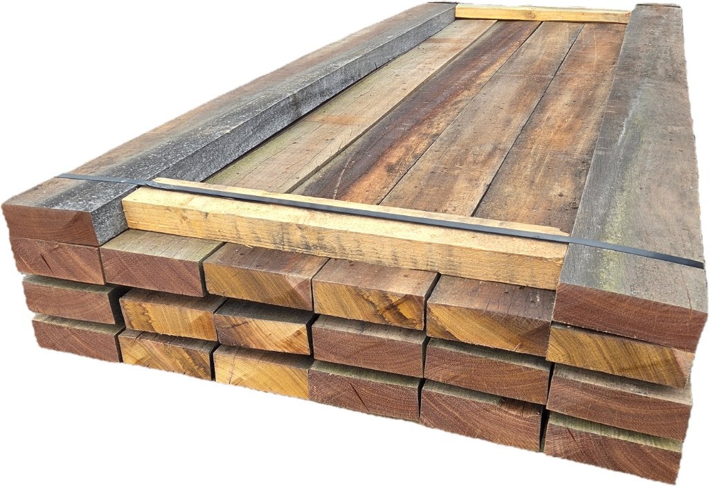 20 Hardhouten balken +/- 5.0x15.0 cm / 2.10 m lang - nr: HB8, Tuin en Terras, Palen, Balken en Planken, Ophalen, Nieuw, Hardhout