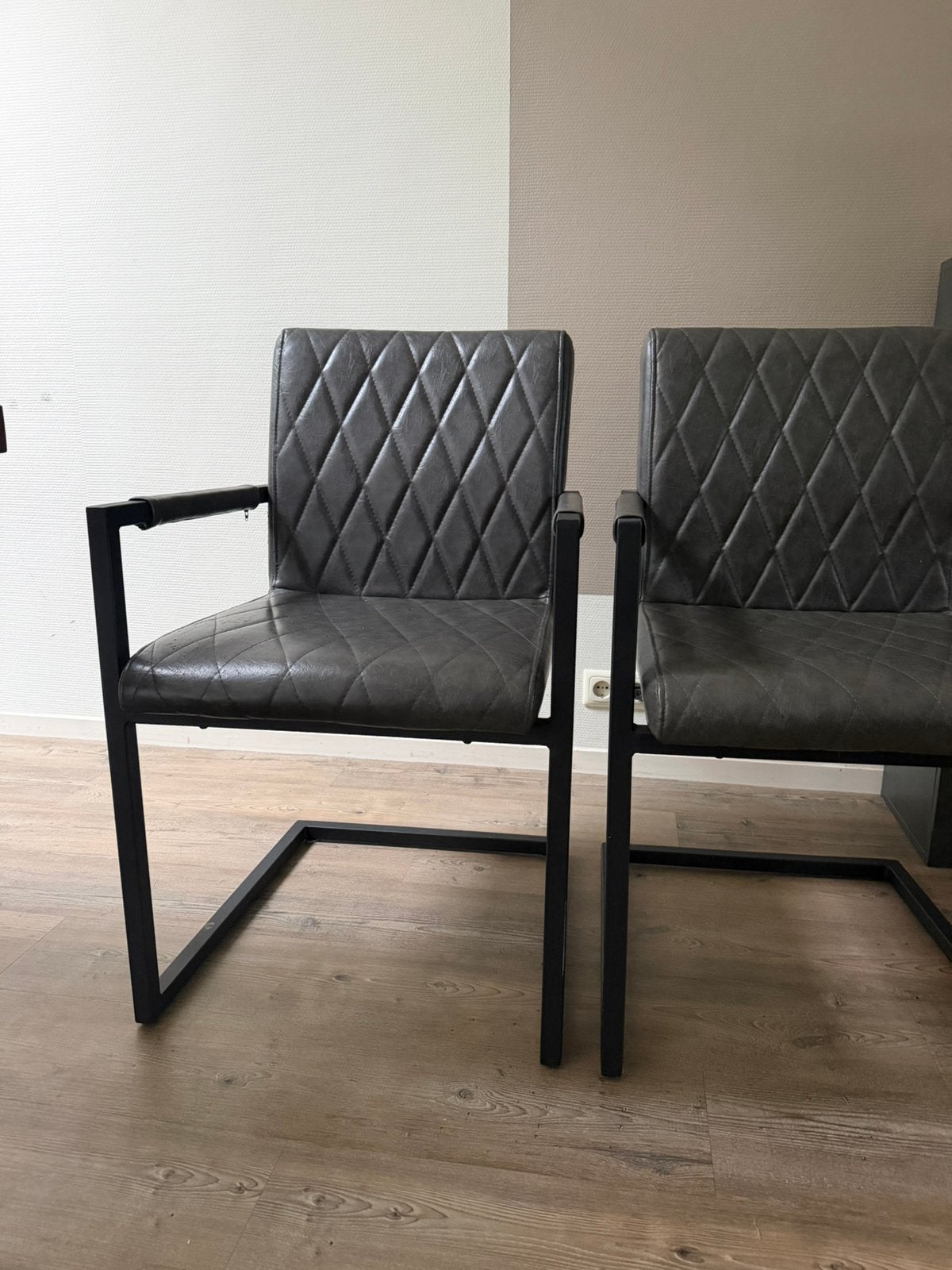 Eetkamer stoelen antraciet, Ophalen, Gebruikt, Grijs, Vier