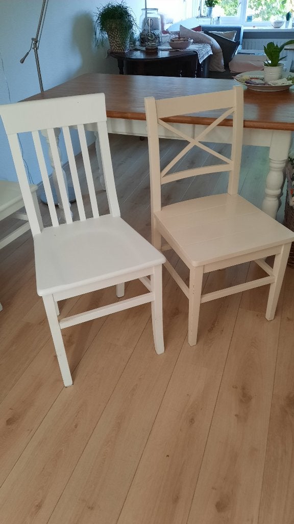 4 eettafel stoelen, Ophalen, Gebruikt, Wit, Landelijk