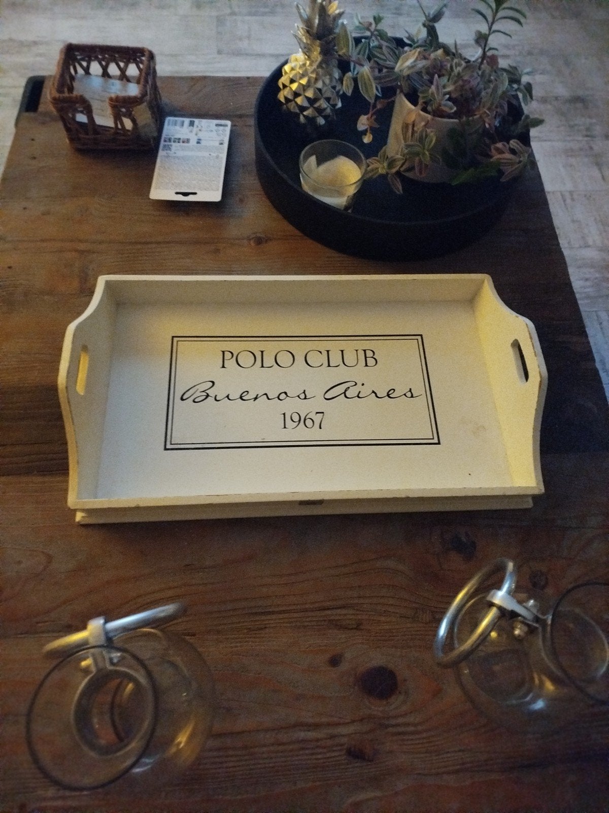 Riviera maison dienblad, Huis en Inrichting, Woonaccessoires | Dienbladen, Ophalen of Verzenden, Zo goed als nieuw, Rond, Hout