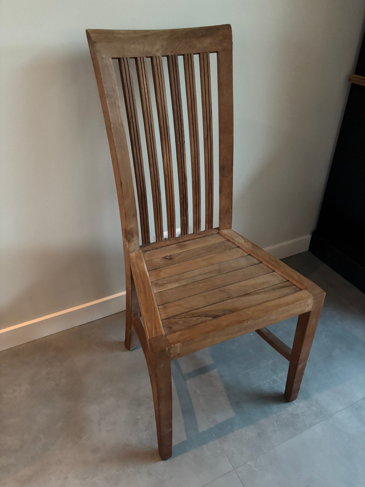 Teak houten eetkamer stoelen 6 stuks., Ophalen, Gebruikt, Bruin, Teak
