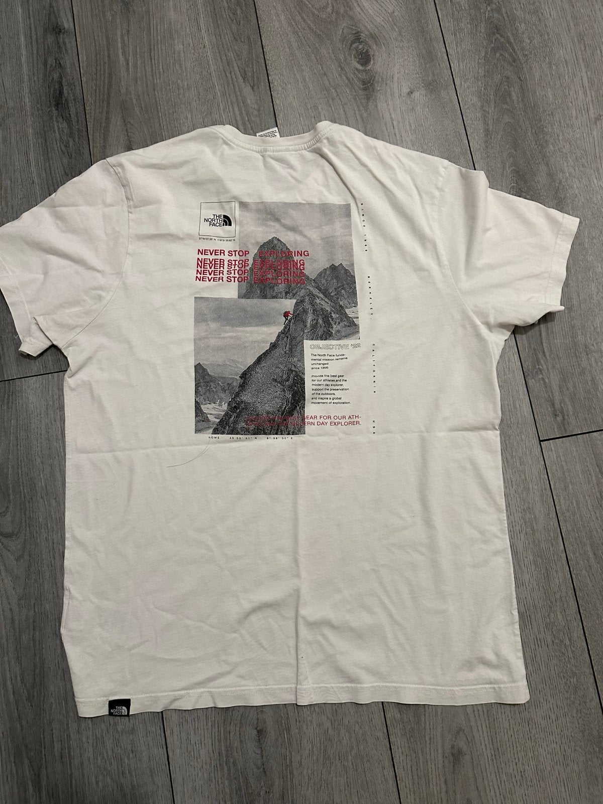The North Face T-shirt wit met bergprint, Kleding | Heren, Ophalen of Verzenden, Gedragen, Maat 48/50 (M), Wit