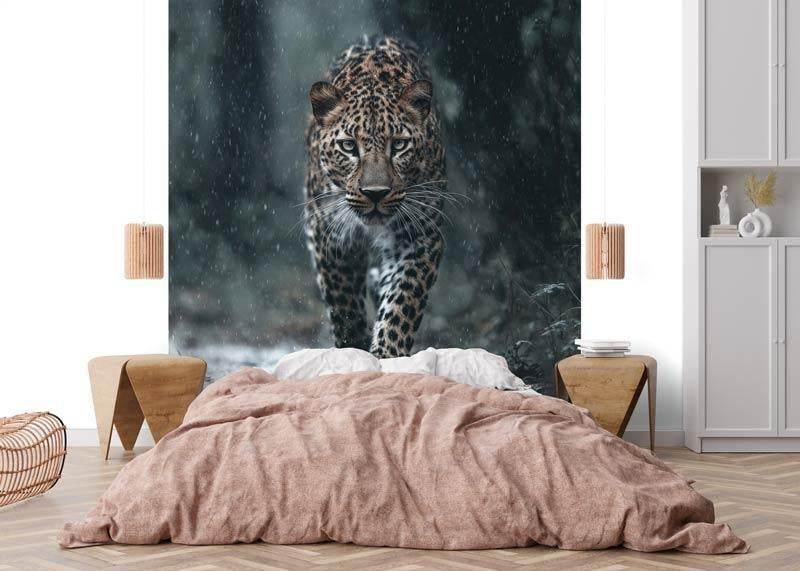 Fotobehang  Behang - Panter - Luipaard in Tropisch Regenwoud, Huis en Inrichting, Stoffering | Behang, Verzenden, Grijs, Minder dan 10 m²