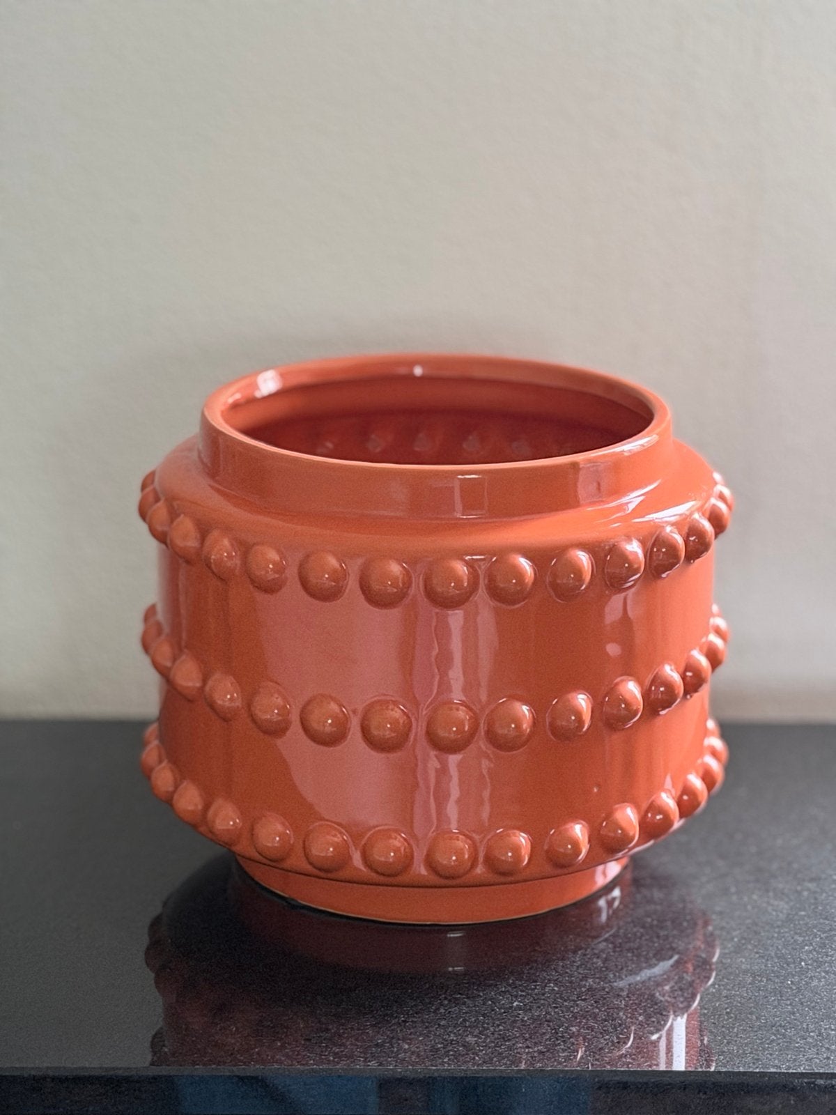 Mica Decorations oranje vaas doorsnee 17cm, Huis en Inrichting, Handgemaakt, Oranje, Ophalen of Verzenden, Zo goed als nieuw
