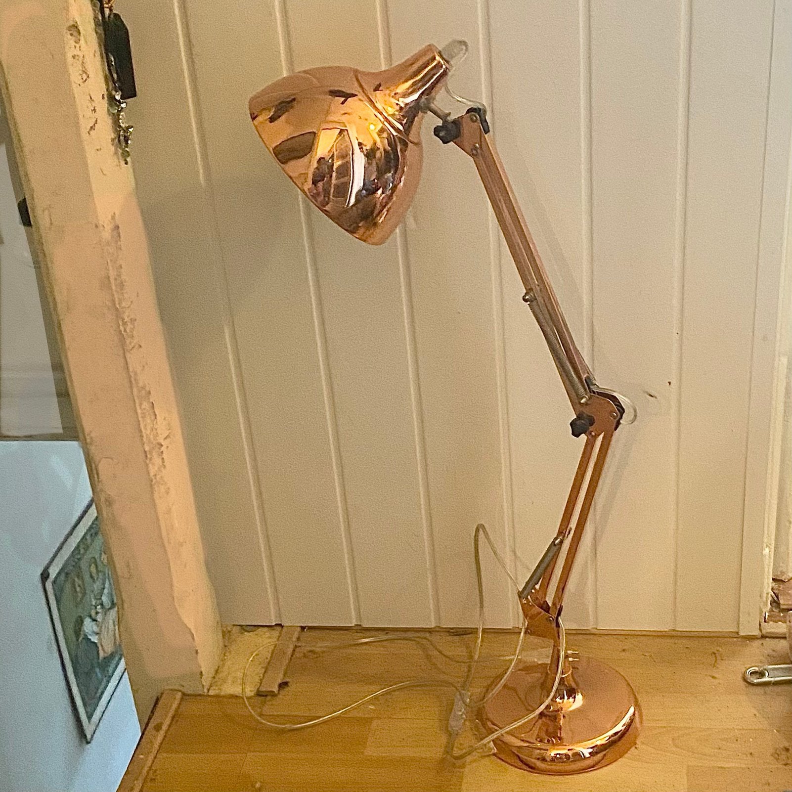 Grote Light &Living  Messing bureaulamp verstelbare arm 95cm, Overige materialen, Zo goed als nieuw, Minder dan 100 cm, Retro