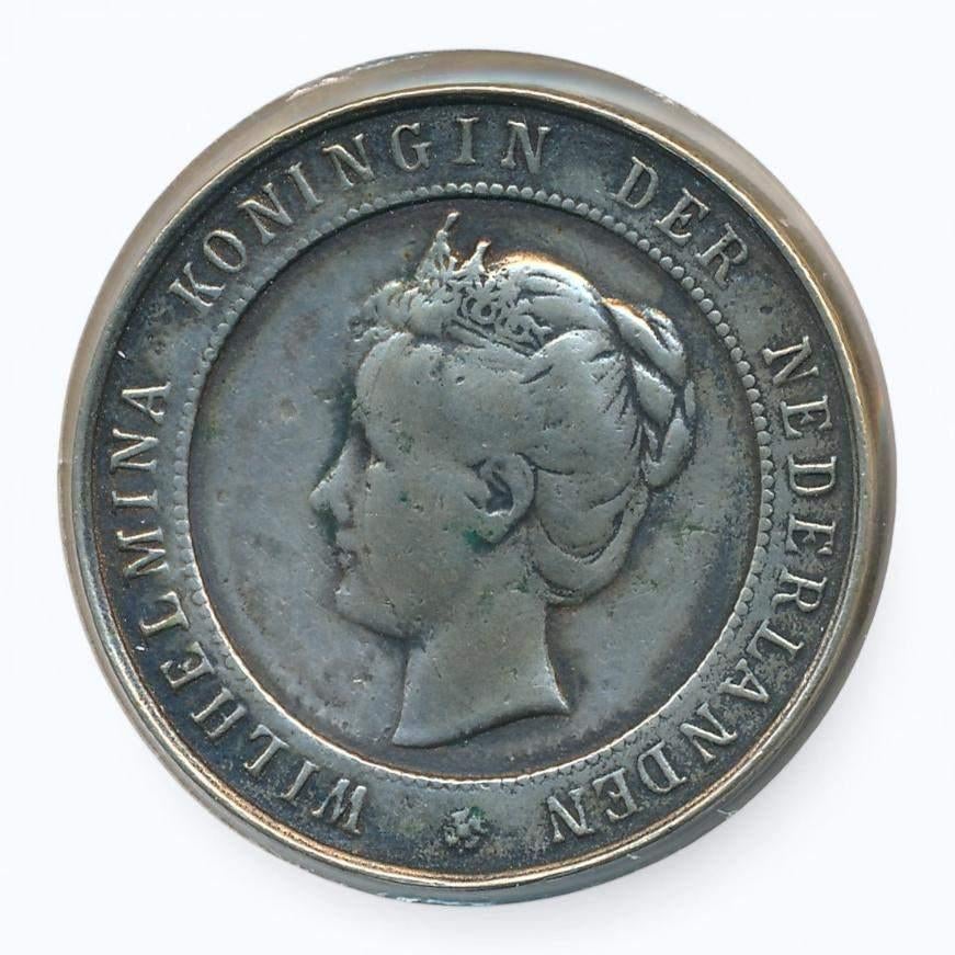Nederland Zilveren Koningin Wilhelmina penning ca. 1898, Ophalen of Verzenden, Zilver, Nederland