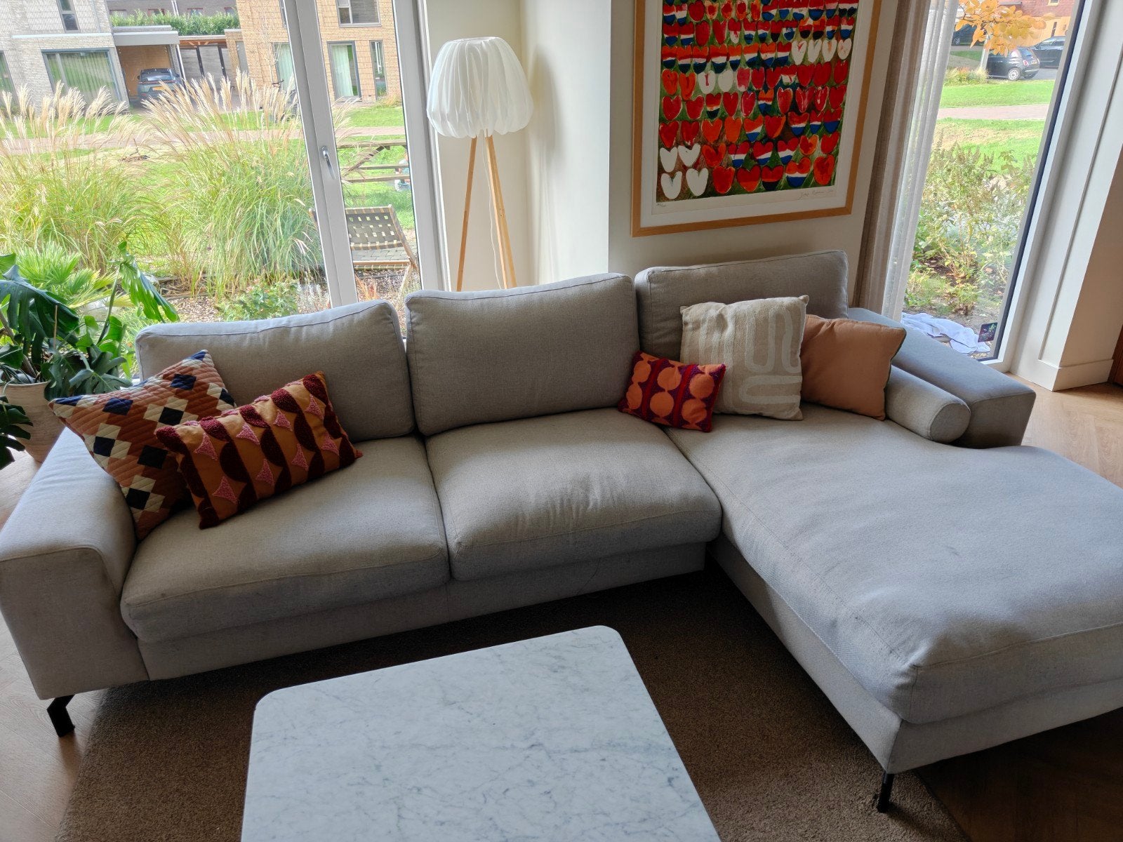 Montel 3-zitsbank met chaise longue, Ophalen, Gebruikt, Stof, Modern