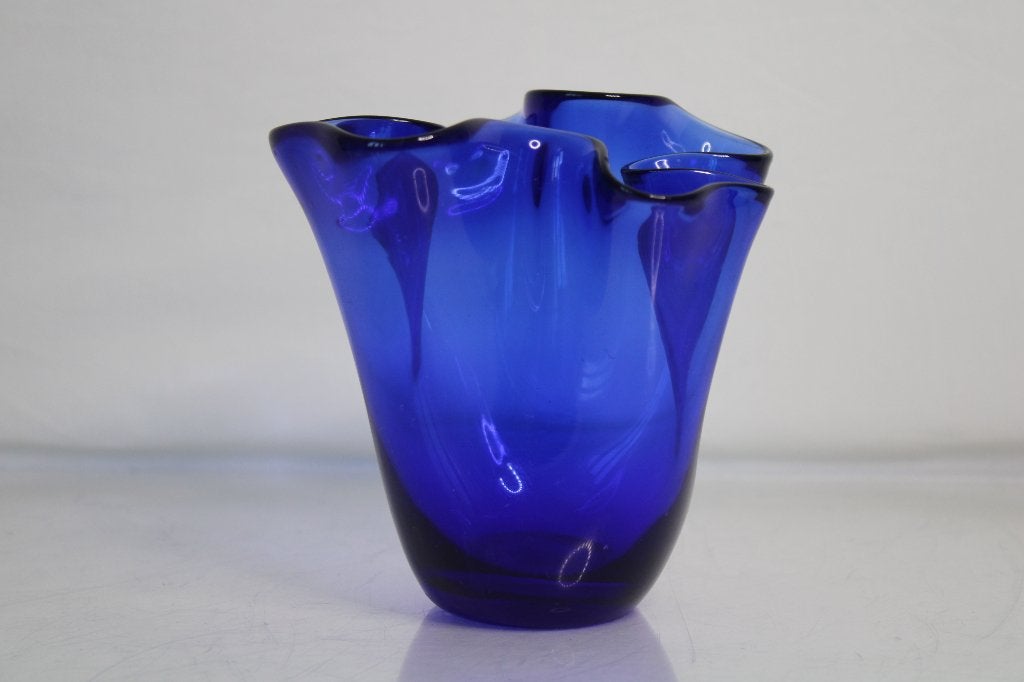 Zakdoekvaas Kobaltblauw Glas - 13 cm hoog, Antiek en Kunst, Ophalen of Verzenden