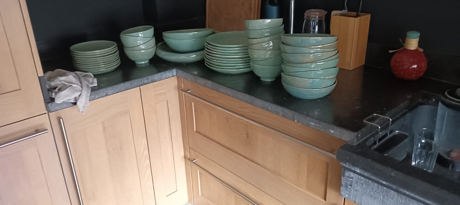 servies groen, Tuin en Terras, Ophalen, Zo goed als nieuw, Rond, Minder dan 30 cm