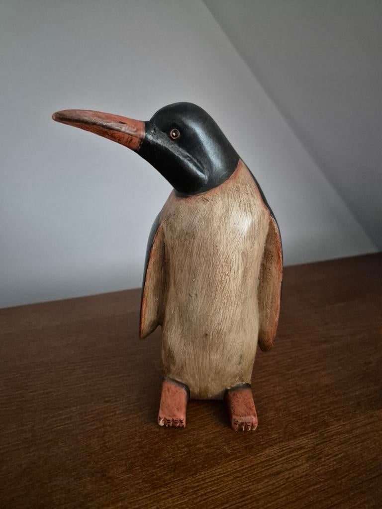 Houten Pinguïn Beeld - 22cm, Ophalen of Verzenden