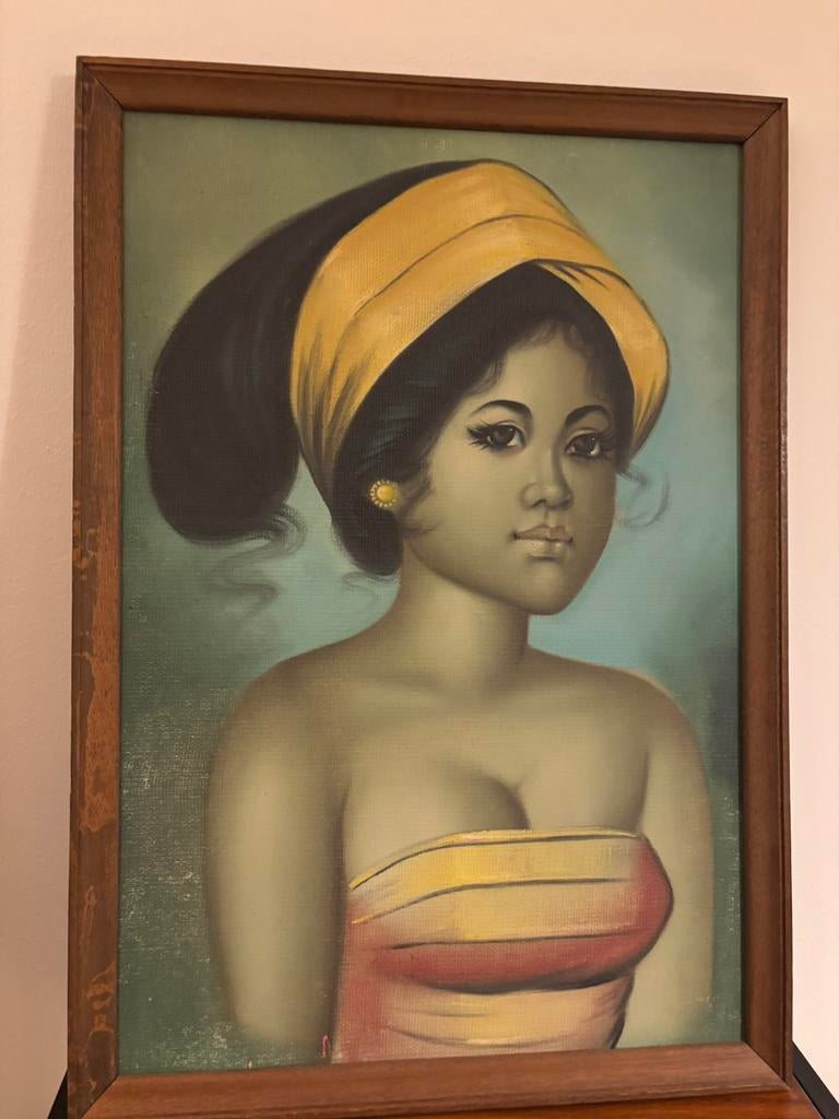 schilderij vintage indonesische vrouw schilderijen, Ophalen