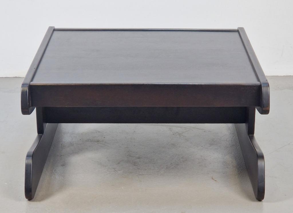 Vintage Wengé Salontafel Brutalist Postmodern ‘70 Hout, 100 tot 150 cm, N, Vierkant, N