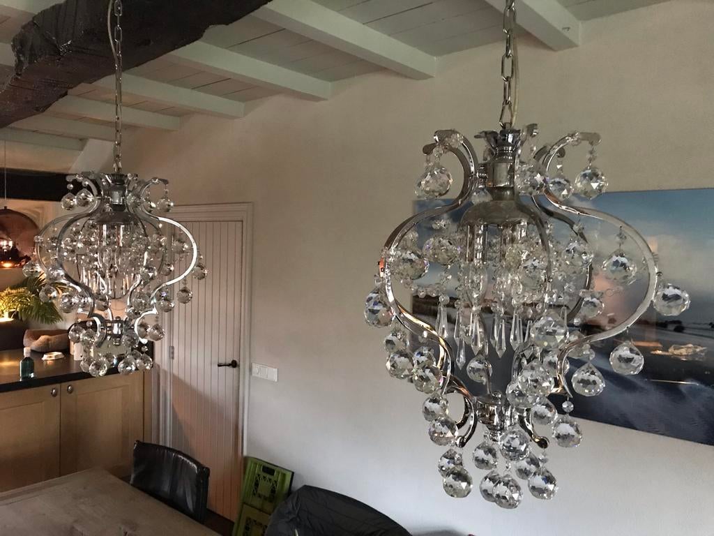 Twee prachtige glazen kroonluchters (prijs per stuk), Huis en Inrichting, Ophalen, Zo goed als nieuw, Glas