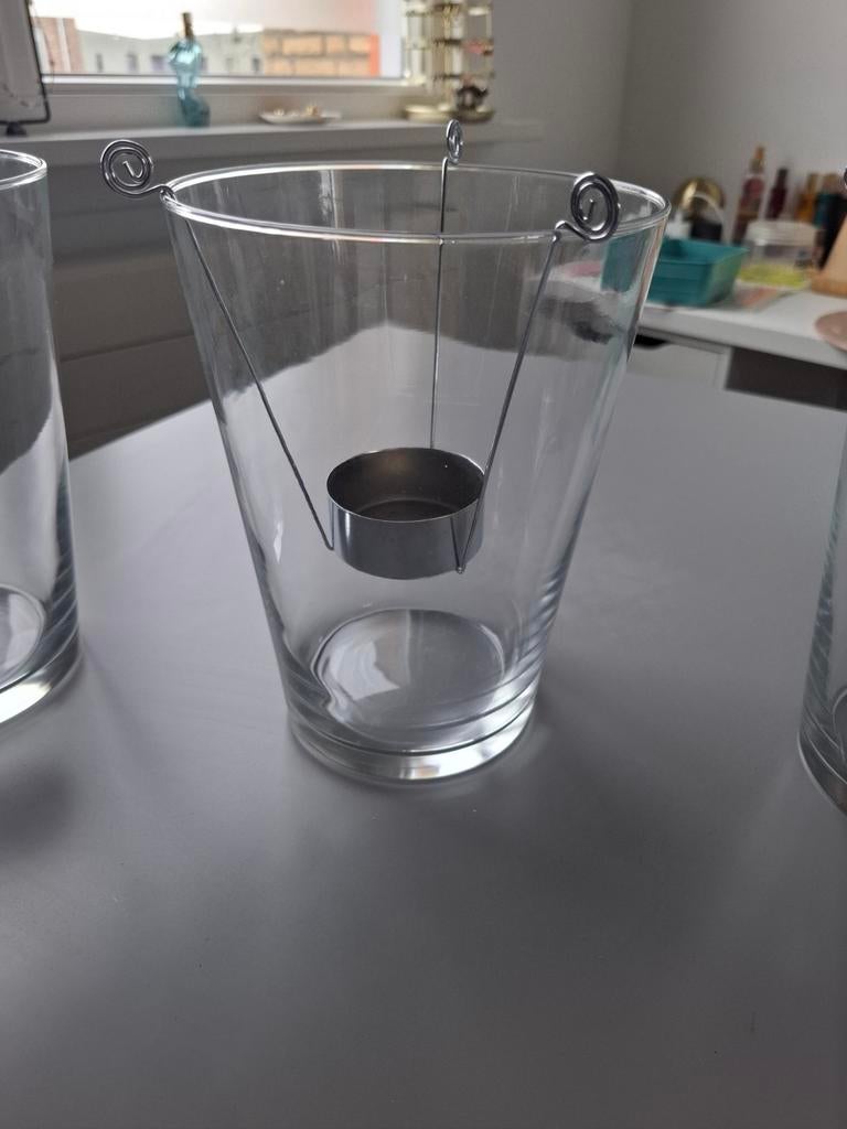 Windlicht met waxinelichtje houder 3x, Ophalen, Overige materialen, Minder dan 25 cm