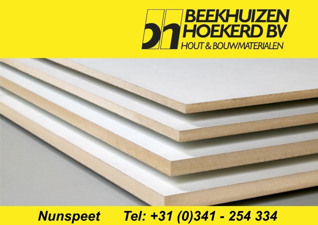 MDF plaat met wit lakdraagfolie, Doe-het-zelf en Verbouw, Platen en Panelen, Ophalen, Nieuw, Overige materialen, Minder dan 20 mm