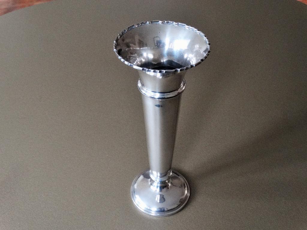 Grote antieke zilveren trompetvaas, 23 cm hoog, Engels 925, Verzenden, Zilver